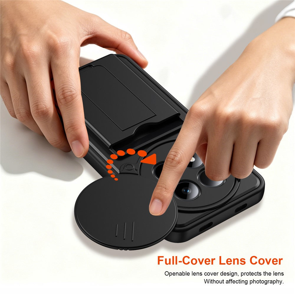Phone Case for Xiaomi Redmi Note 15 5G (Global) / Note 15 4G (Global) / Poco M8 5G Lens Protection Kickstand PC + TPU Back Cover with Card Holder