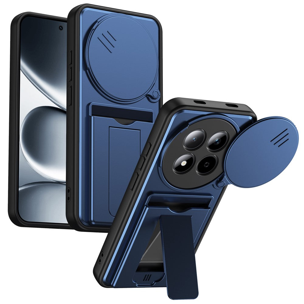 Phone Case for Xiaomi Redmi Note 15 5G (Global) / Note 15 4G (Global) / Poco M8 5G Lens Protection Kickstand PC + TPU Back Cover with Card Holder