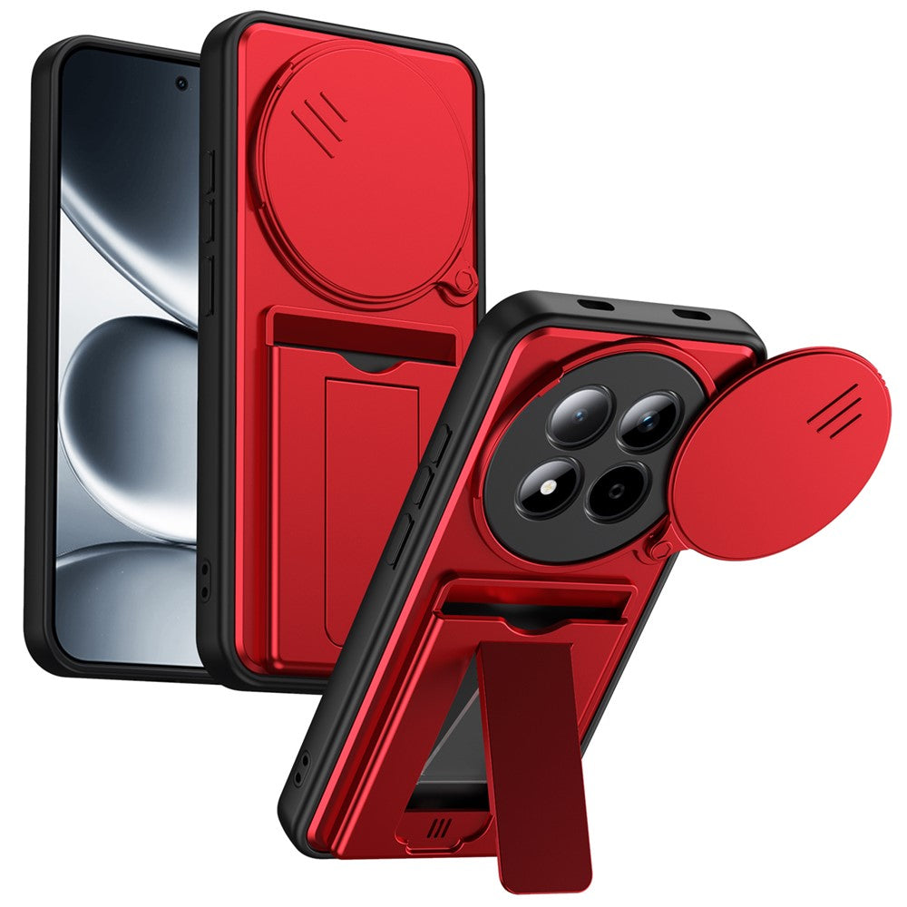 Phone Case for Xiaomi Redmi Note 15 5G (Global) / Note 15 4G (Global) / Poco M8 5G Lens Protection Kickstand PC + TPU Back Cover with Card Holder