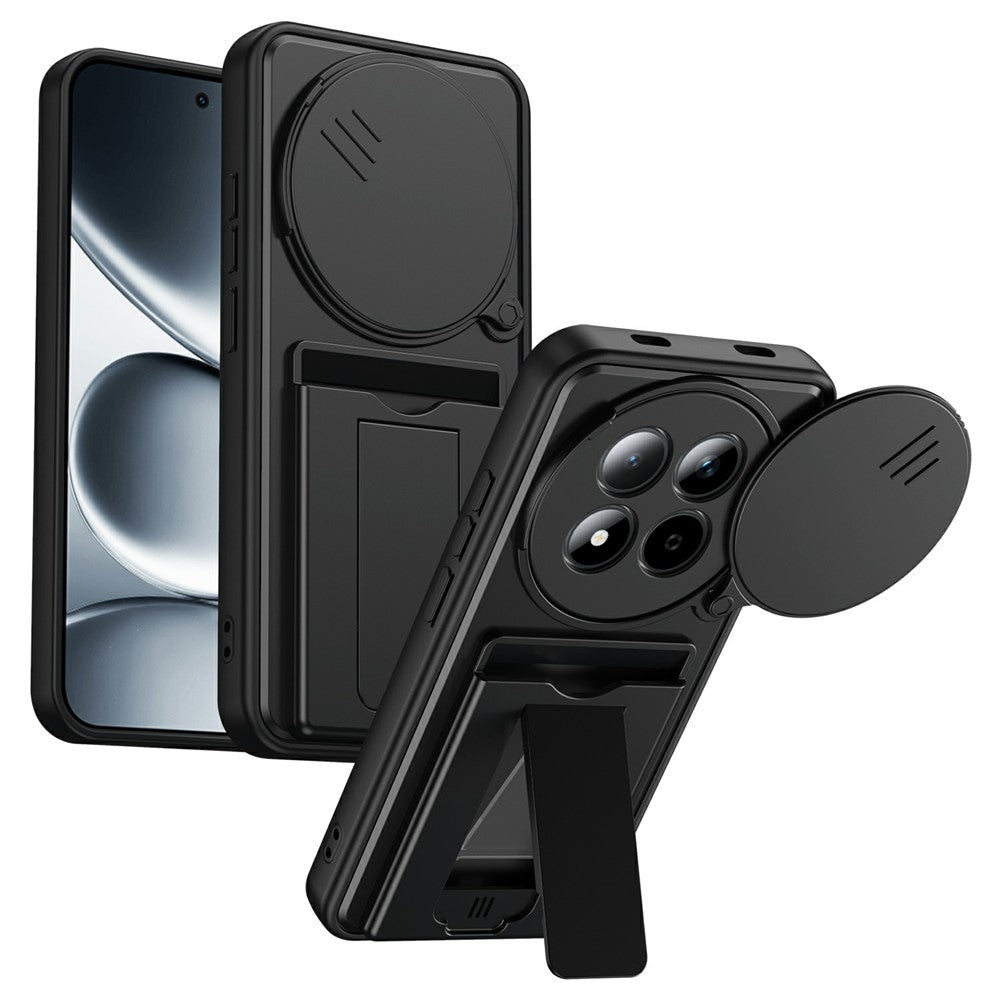 For Xiaomi Redmi Note 15 Pro 4G (Global) Case Lens Protection Kickstand PC + TPU Phone Cover with Card Holder