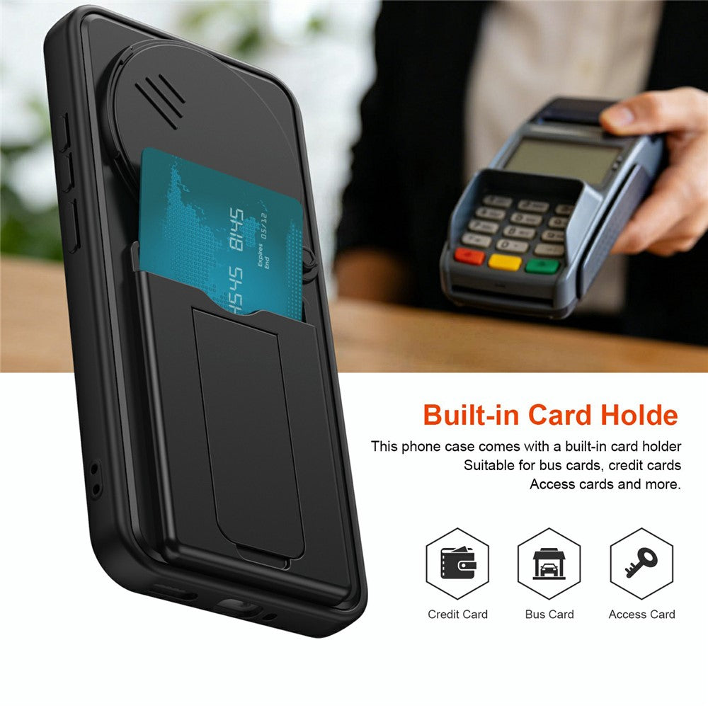 For Xiaomi Redmi Note 15 Pro 4G (Global) Case Lens Protection Kickstand PC + TPU Phone Cover with Card Holder