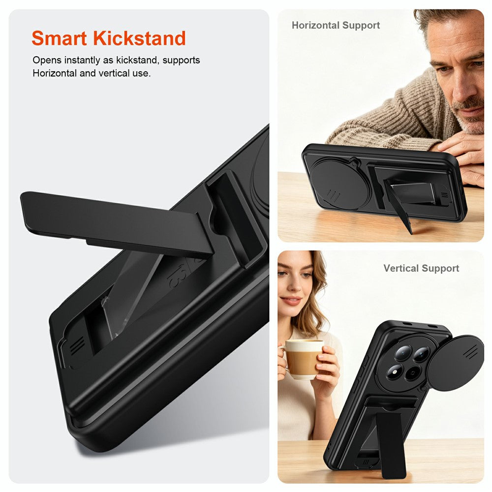 For Xiaomi Redmi Note 15 Pro 4G (Global) Case Lens Protection Kickstand PC + TPU Phone Cover with Card Holder