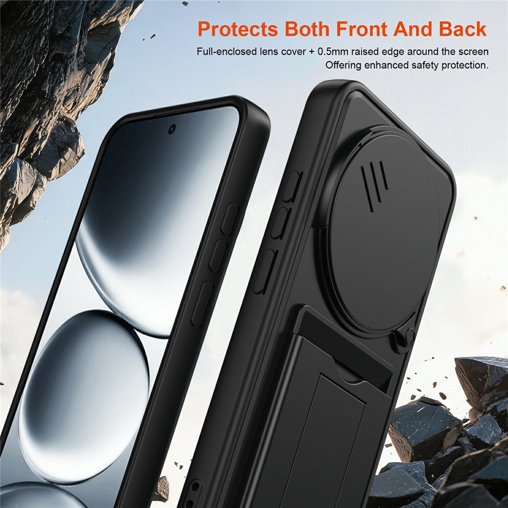 For Xiaomi Redmi Note 15 Pro+ 5G (Global) / Poco M8 Pro 5G Case Lens Protection Kickstand PC + TPU Phone Cover with Card Holder