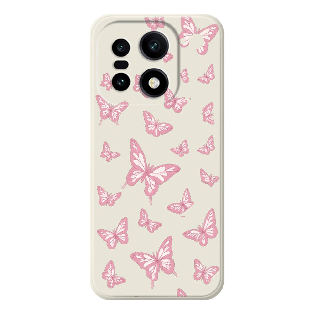 OnePlus 15 5G-skal med rosa fjärilsmönster och rak kant i TPU-fodral