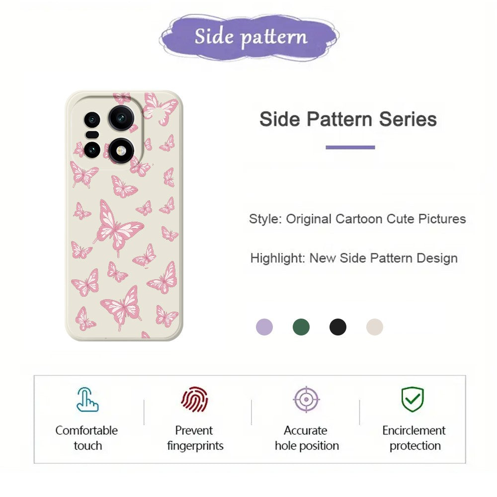 OnePlus 15 5G-skal med rosa fjärilsmönster och rak kant i TPU-fodral