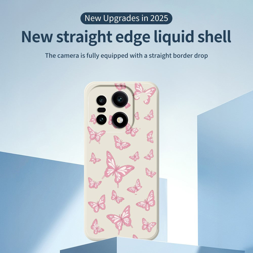 OnePlus 15 5G-skal med rosa fjärilsmönster och rak kant i TPU-fodral