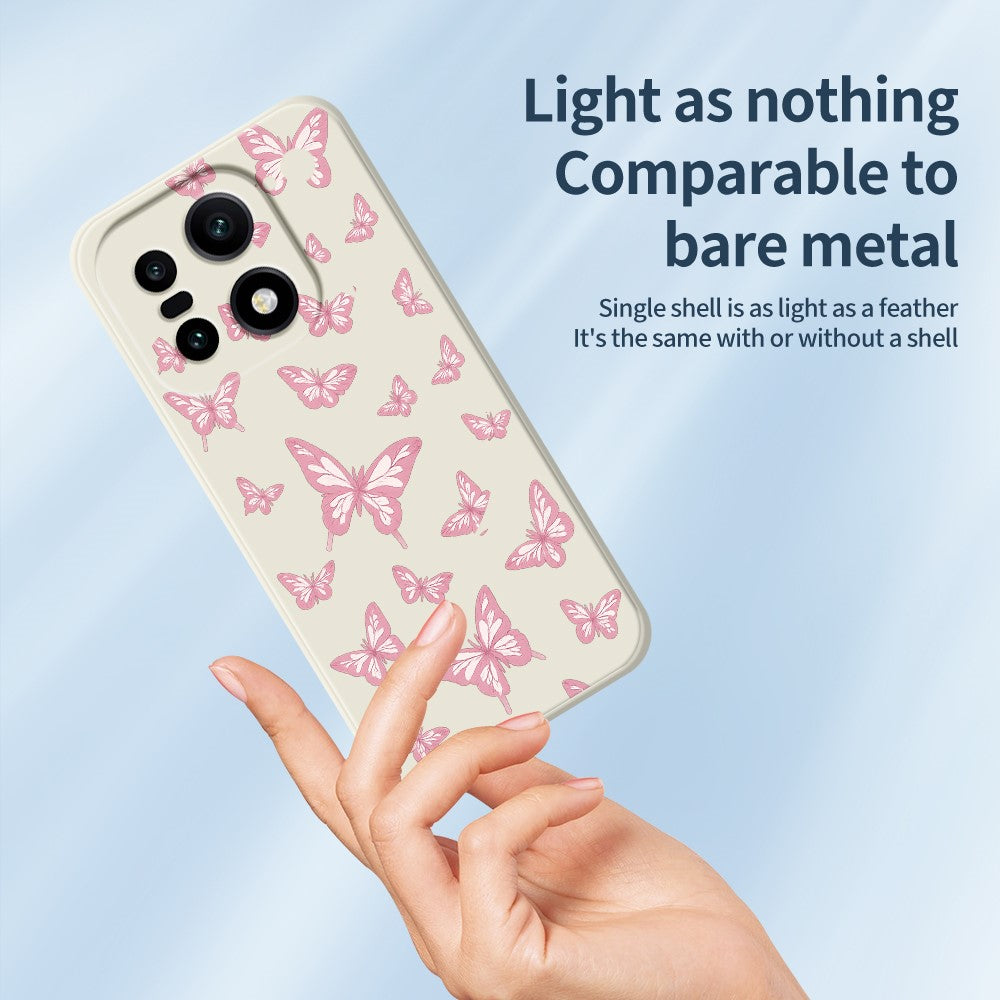 OnePlus 15 5G-skal med rosa fjärilsmönster och rak kant i TPU-fodral