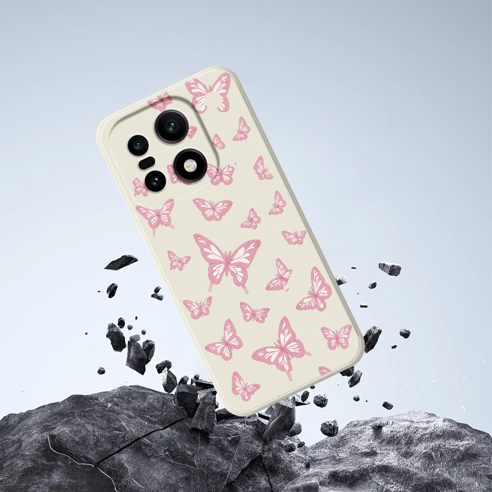 OnePlus 15 5G-skal med rosa fjärilsmönster och rak kant i TPU-fodral
