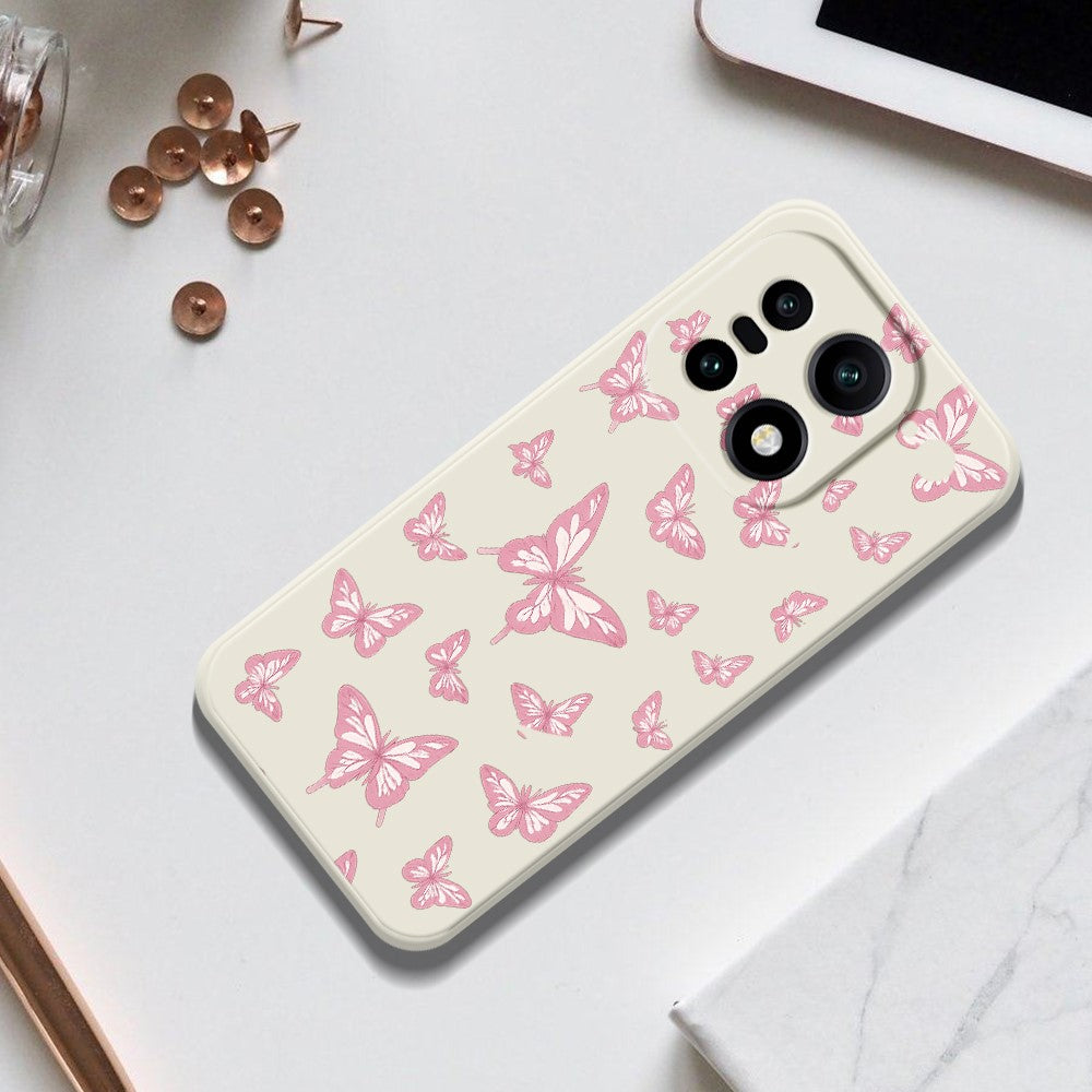 OnePlus 15 5G-skal med rosa fjärilsmönster och rak kant i TPU-fodral