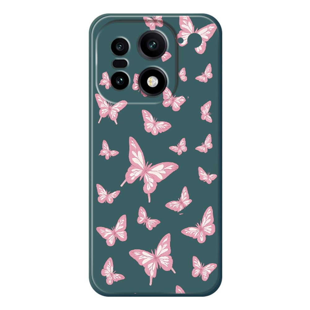 OnePlus 15 5G-skal med rosa fjärilsmönster och rak kant i TPU-fodral