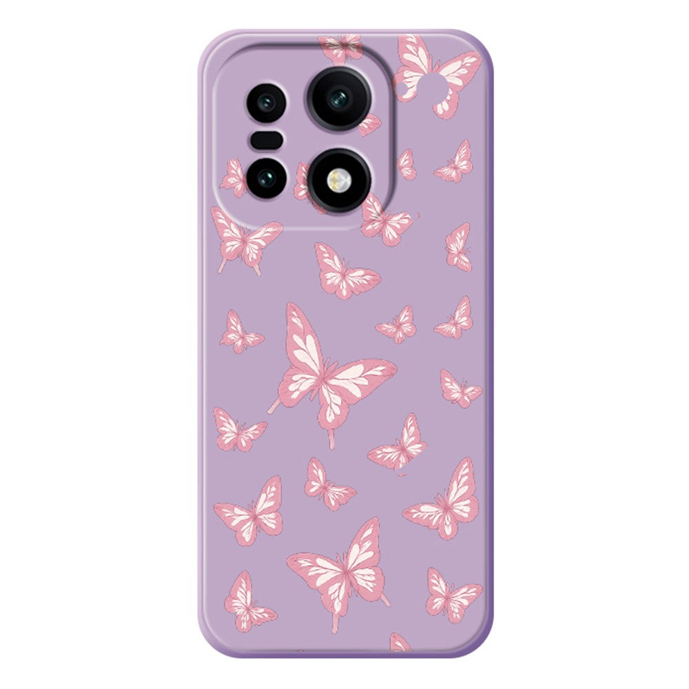 OnePlus 15 5G-skal med rosa fjärilsmönster och rak kant i TPU-fodral