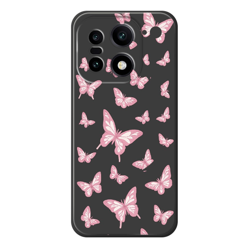 OnePlus 15 5G-skal med rosa fjärilsmönster och rak kant i TPU-fodral