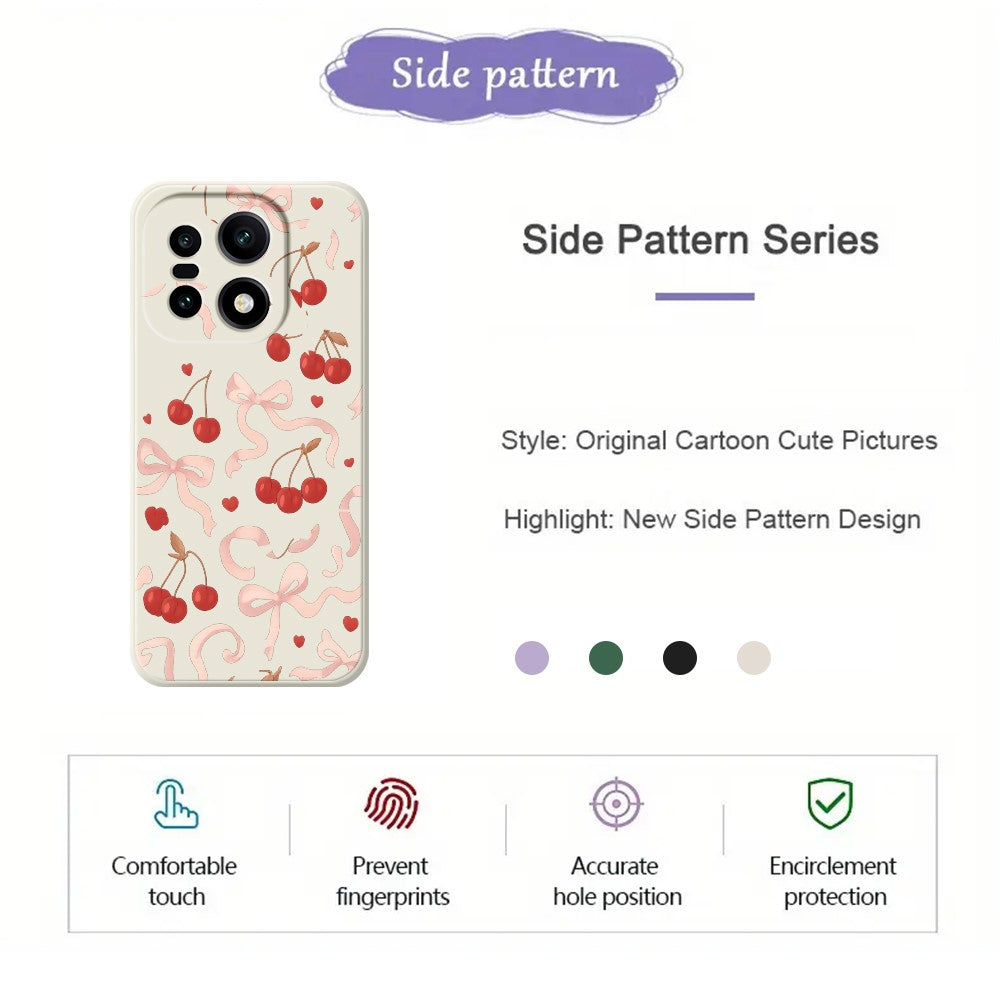 For OnePlus 15 5G Case Big Bow Cherry Pattern Printing Straight Edge TPU Phone Back Cover