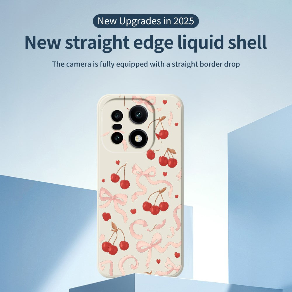 For OnePlus 15 5G Case Big Bow Cherry Pattern Printing Straight Edge TPU Phone Back Cover