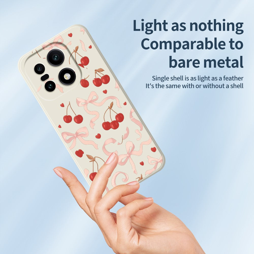 For OnePlus 15 5G Case Big Bow Cherry Pattern Printing Straight Edge TPU Phone Back Cover