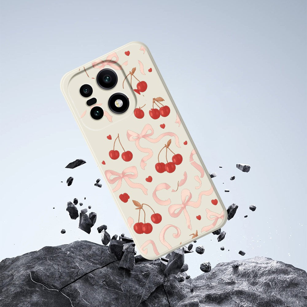 For OnePlus 15 5G Case Big Bow Cherry Pattern Printing Straight Edge TPU Phone Back Cover