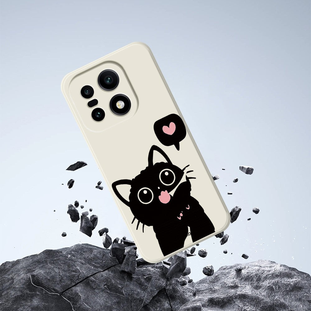 For OnePlus 15 5G Case Love Black Cat Pattern Printing Straight Edge TPU Phone Back Cover