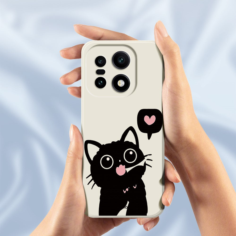 OnePlus 15 5G-skal med kärlek, svart kattmönster, tryck med rak kant, TPU-baksida