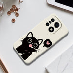 OnePlus 15 5G-skal med kärlek, svart kattmönster, tryck med rak kant, TPU-baksida