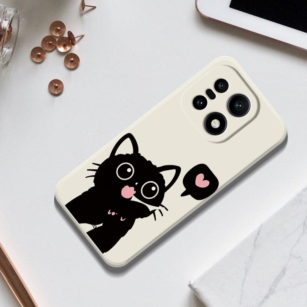 OnePlus 15 5G-skal med kärlek, svart kattmönster, tryck med rak kant, TPU-baksida