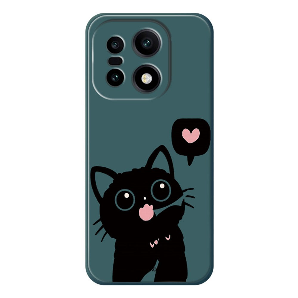 OnePlus 15 5G-skal med kärlek, svart kattmönster, tryck med rak kant, TPU-baksida