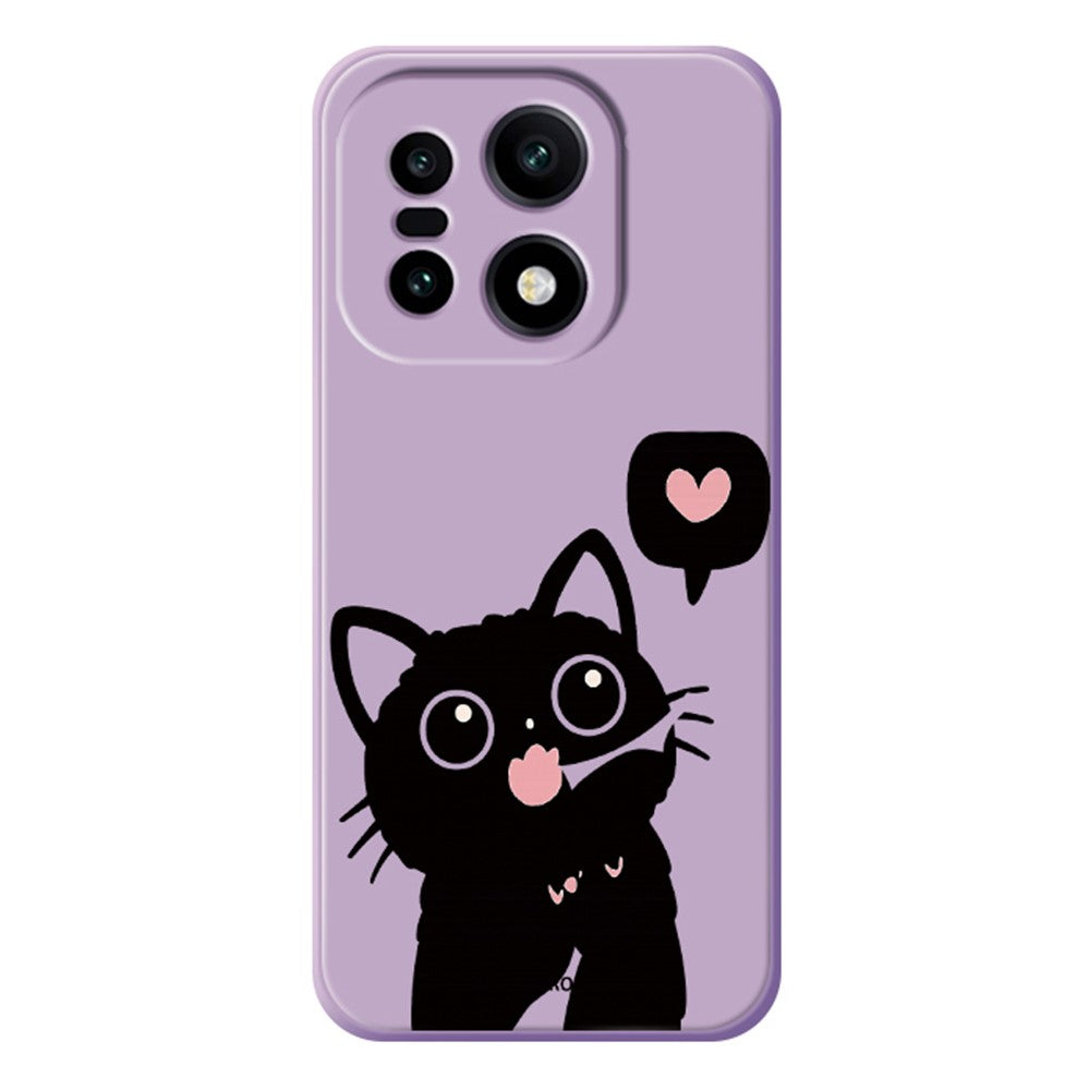 OnePlus 15 5G-skal med kärlek, svart kattmönster, tryck med rak kant, TPU-baksida