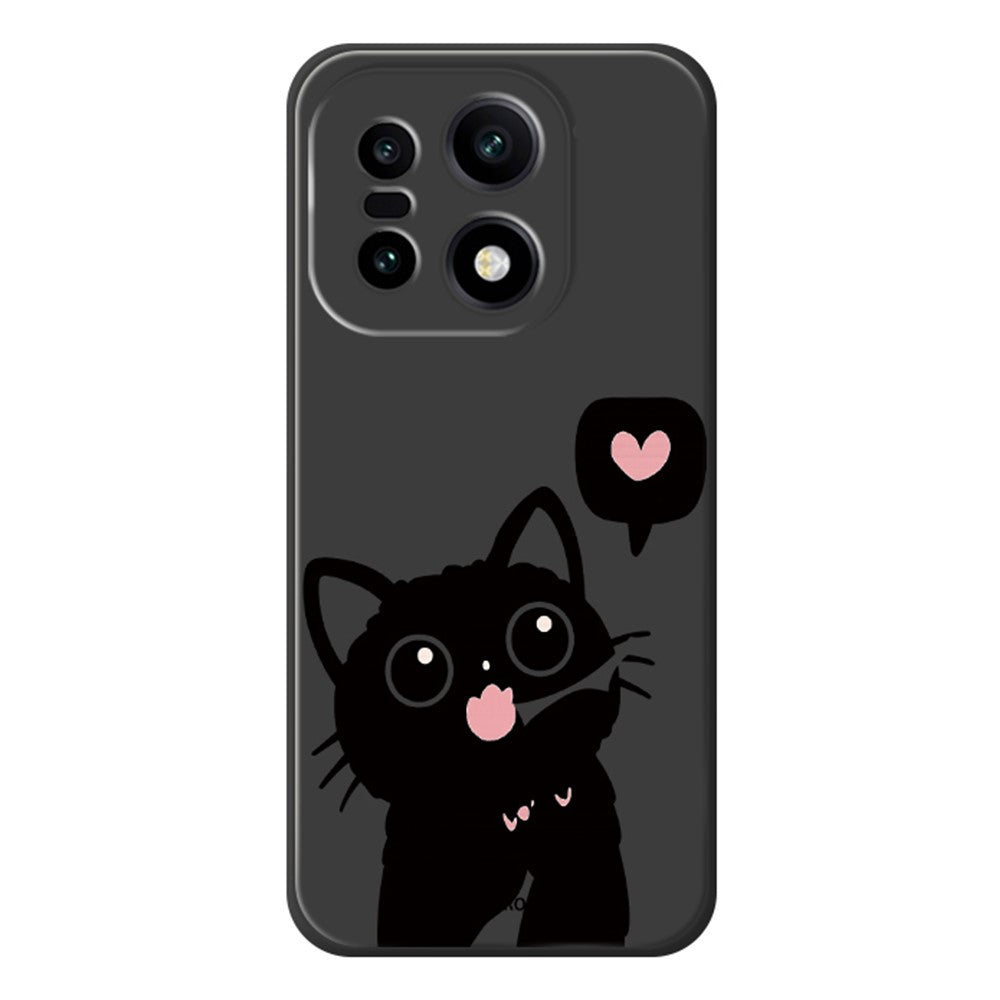 For OnePlus 15 5G Case Love Black Cat Pattern Printing Straight Edge TPU Phone Back Cover