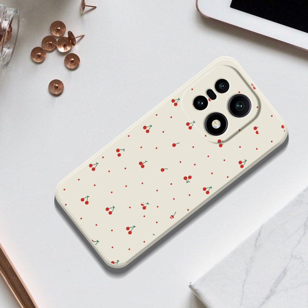 For OnePlus 15 5G Case Red Cherry Pattern Printing Straight Edge TPU Phone Back Cover
