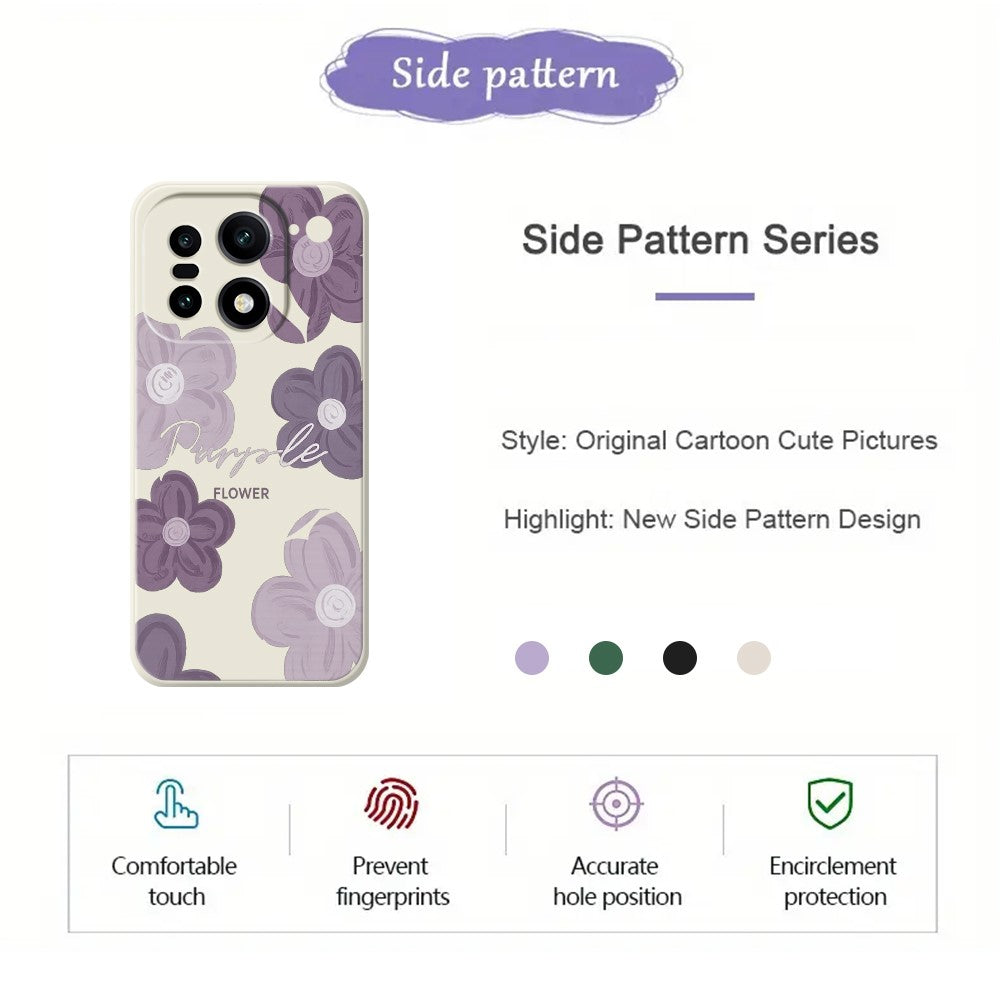 For OnePlus 15 5G Case Purple Flower Pattern Printing Straight Edge TPU Phone Back Cover