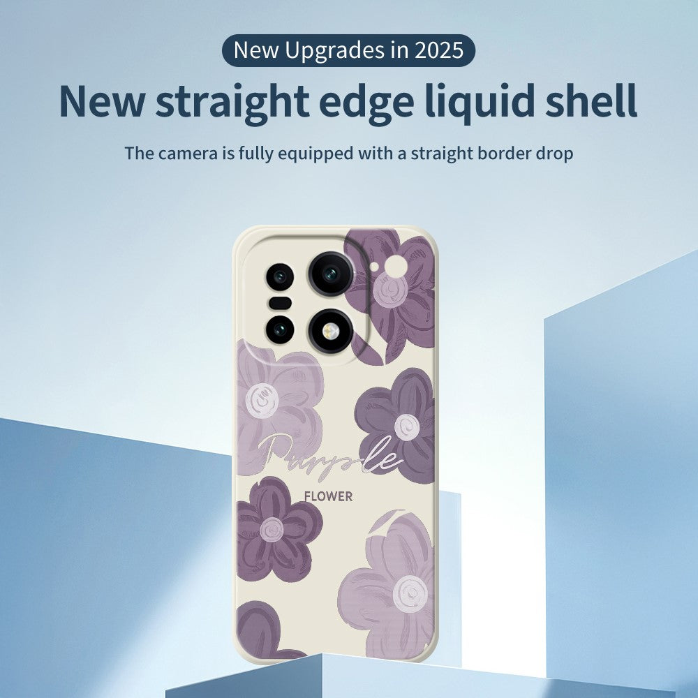 For OnePlus 15 5G Case Purple Flower Pattern Printing Straight Edge TPU Phone Back Cover