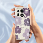For OnePlus 15 5G Case Purple Flower Pattern Printing Straight Edge TPU Phone Back Cover