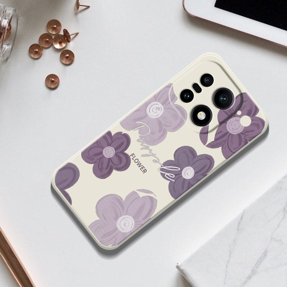For OnePlus 15 5G Case Purple Flower Pattern Printing Straight Edge TPU Phone Back Cover