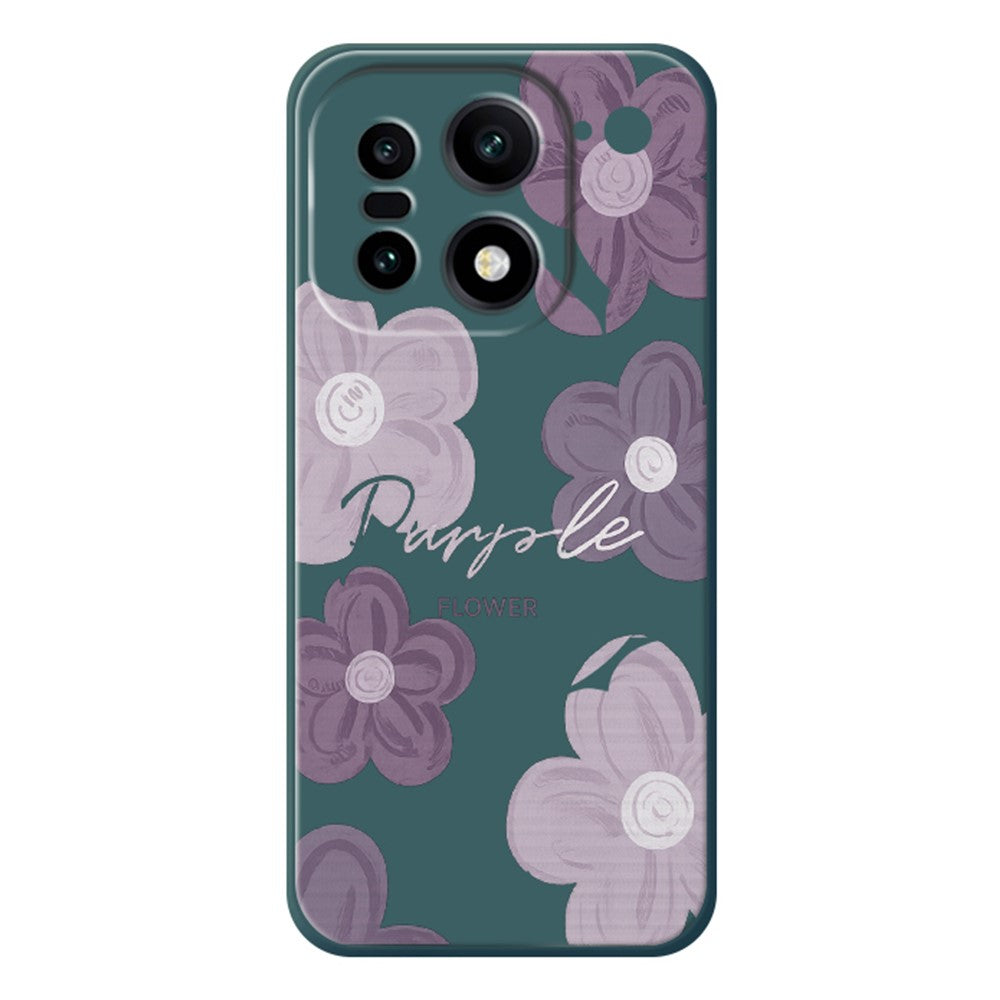 For OnePlus 15 5G Case Purple Flower Pattern Printing Straight Edge TPU Phone Back Cover