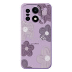 For OnePlus 15 5G Case Purple Flower Pattern Printing Straight Edge TPU Phone Back Cover