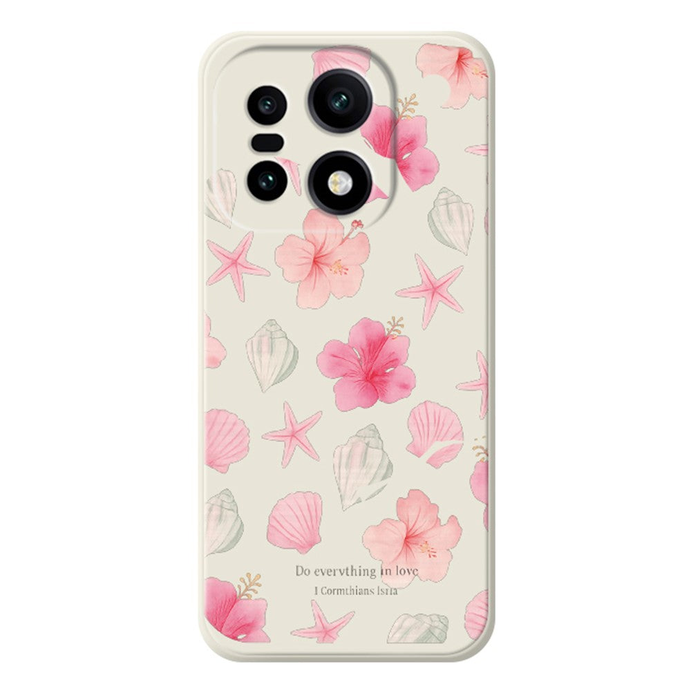 For OnePlus 15 5G Case Shell Peach Blossom Pattern Printing Straight Edge TPU Phone Back Cover