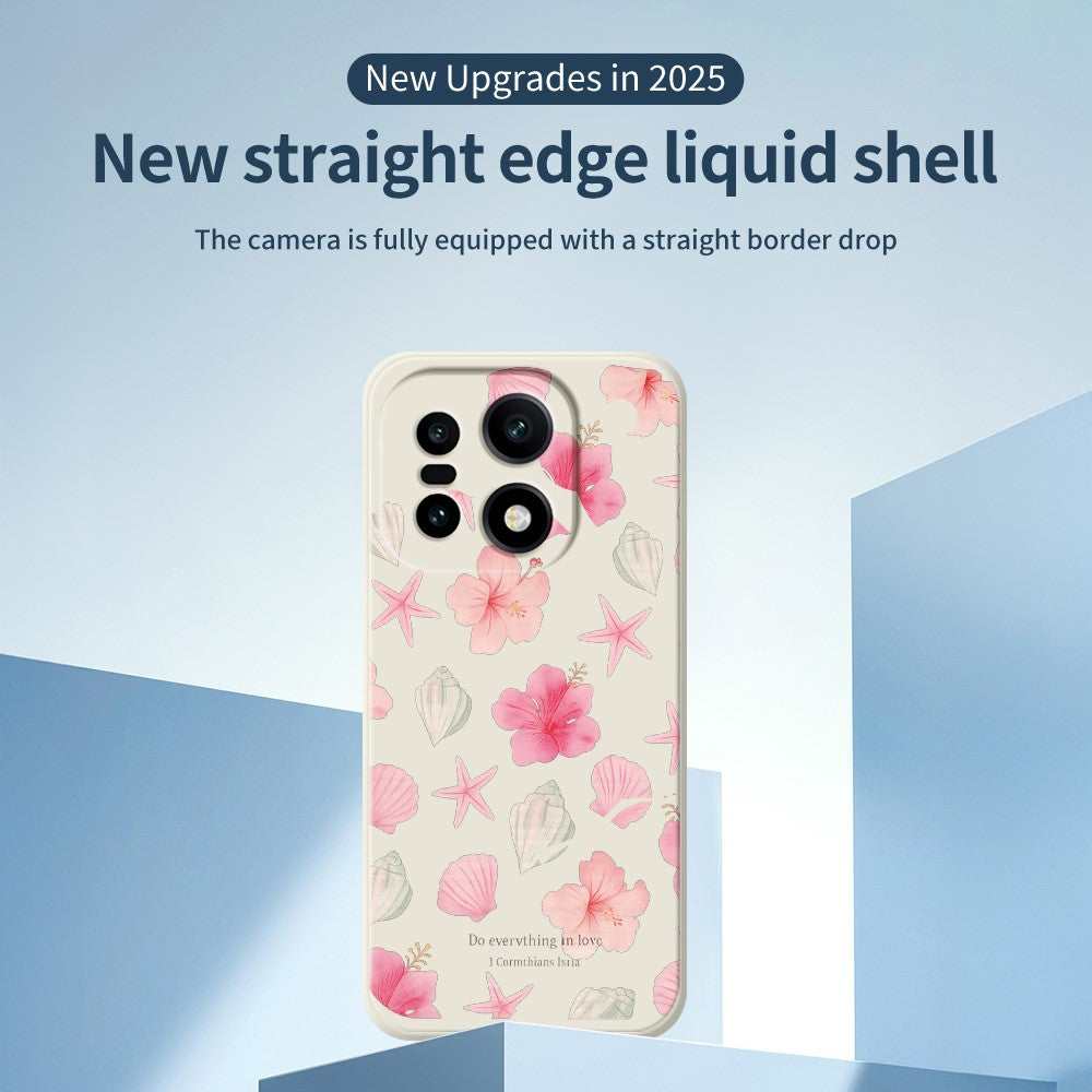 For OnePlus 15 5G Case Shell Peach Blossom Pattern Printing Straight Edge TPU Phone Back Cover