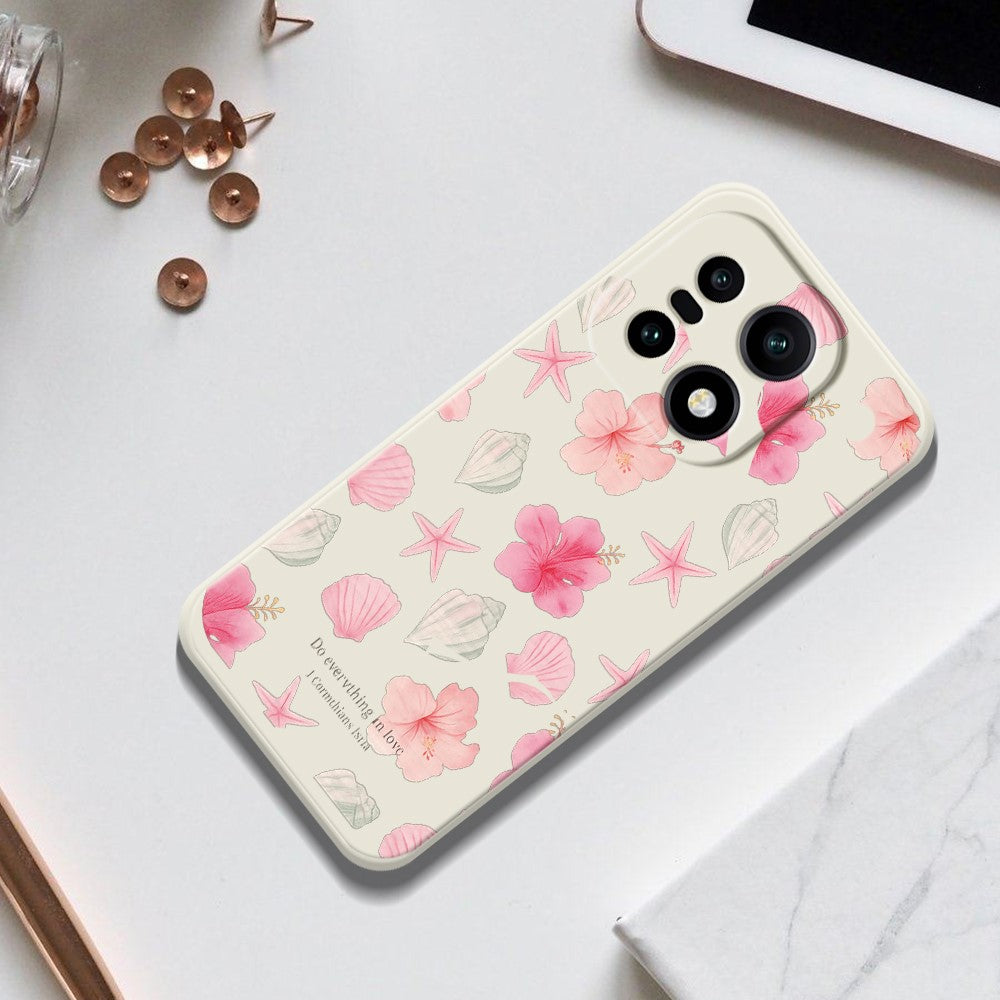 For OnePlus 15 5G Case Shell Peach Blossom Pattern Printing Straight Edge TPU Phone Back Cover