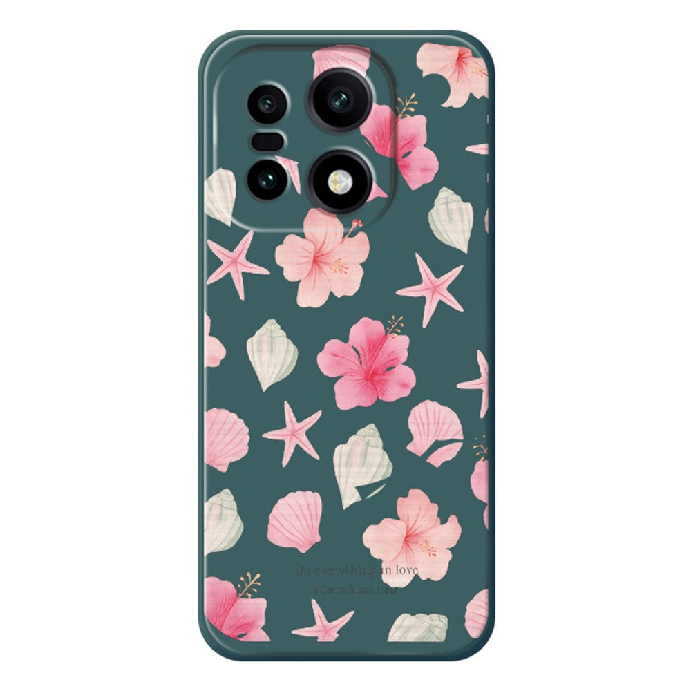 For OnePlus 15 5G Case Shell Peach Blossom Pattern Printing Straight Edge TPU Phone Back Cover