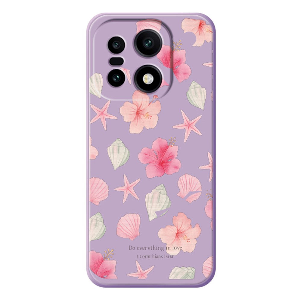 For OnePlus 15 5G Case Shell Peach Blossom Pattern Printing Straight Edge TPU Phone Back Cover