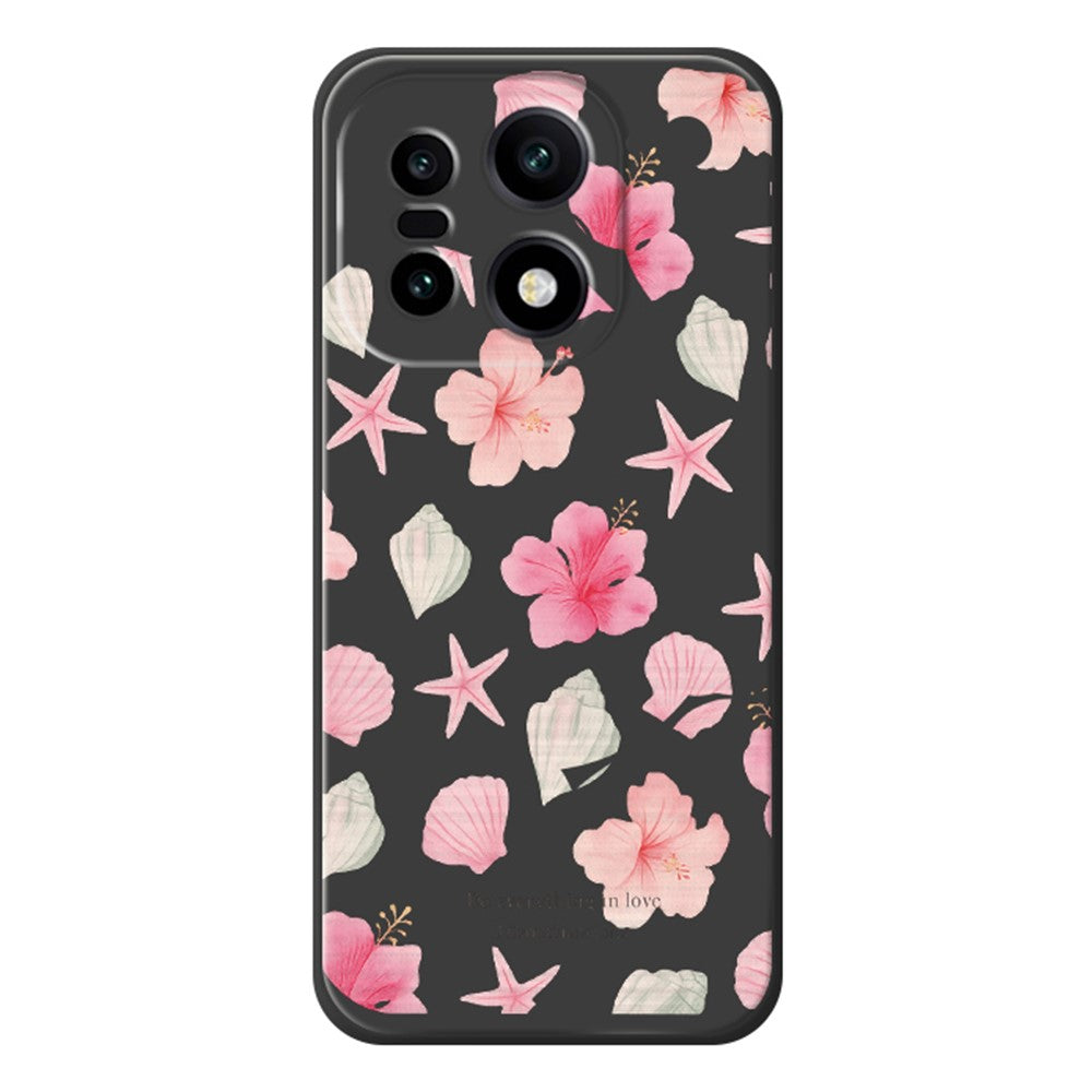 For OnePlus 15 5G Case Shell Peach Blossom Pattern Printing Straight Edge TPU Phone Back Cover