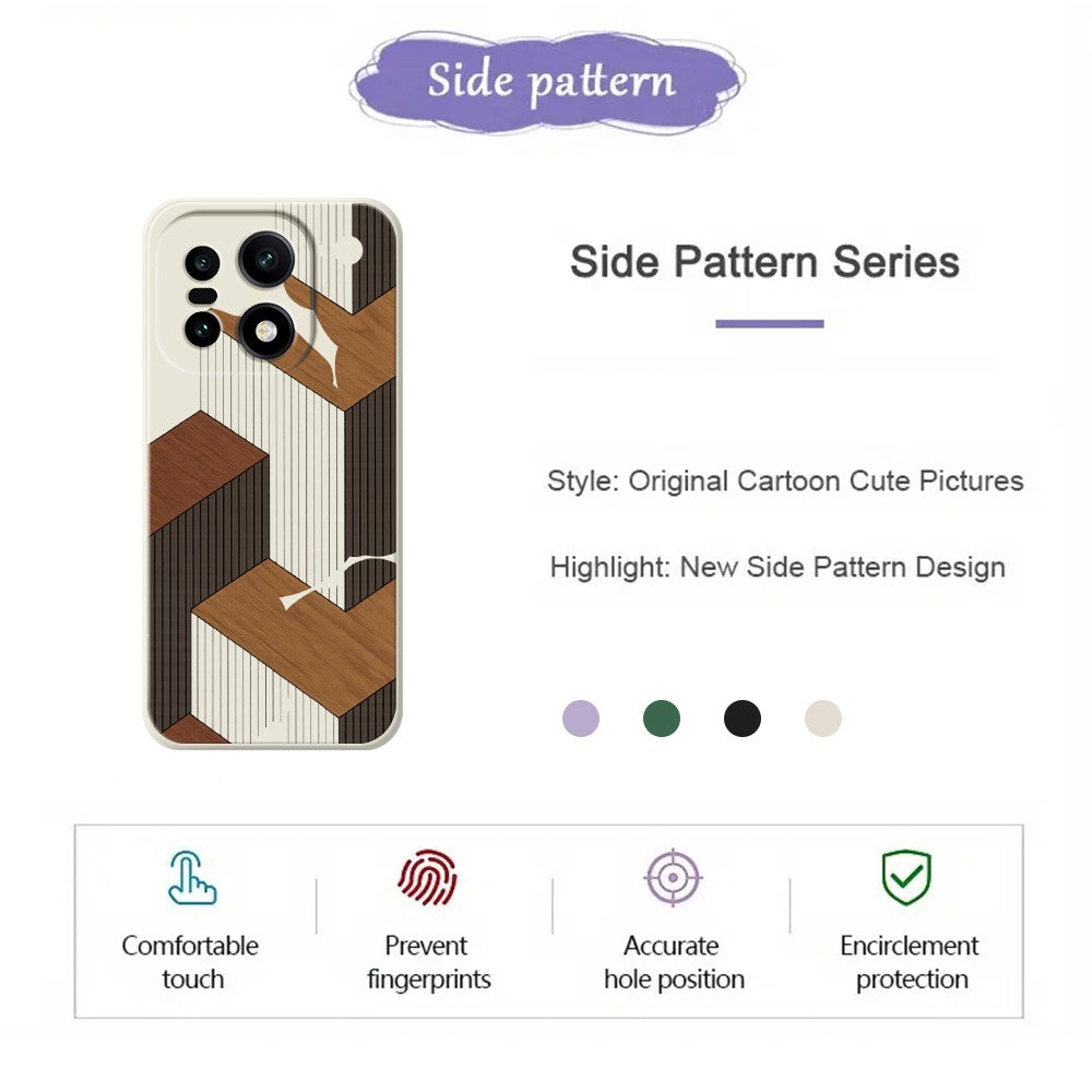 For OnePlus 15 5G Case Geometric Wood Grain Pattern Printing Straight Edge TPU Phone Back Cover