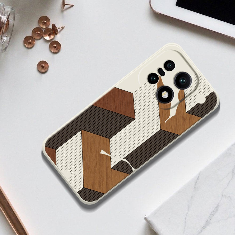 For OnePlus 15 5G Case Geometric Wood Grain Pattern Printing Straight Edge TPU Phone Back Cover
