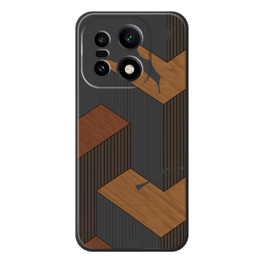 For OnePlus 15 5G Case Geometric Wood Grain Pattern Printing Straight Edge TPU Phone Back Cover