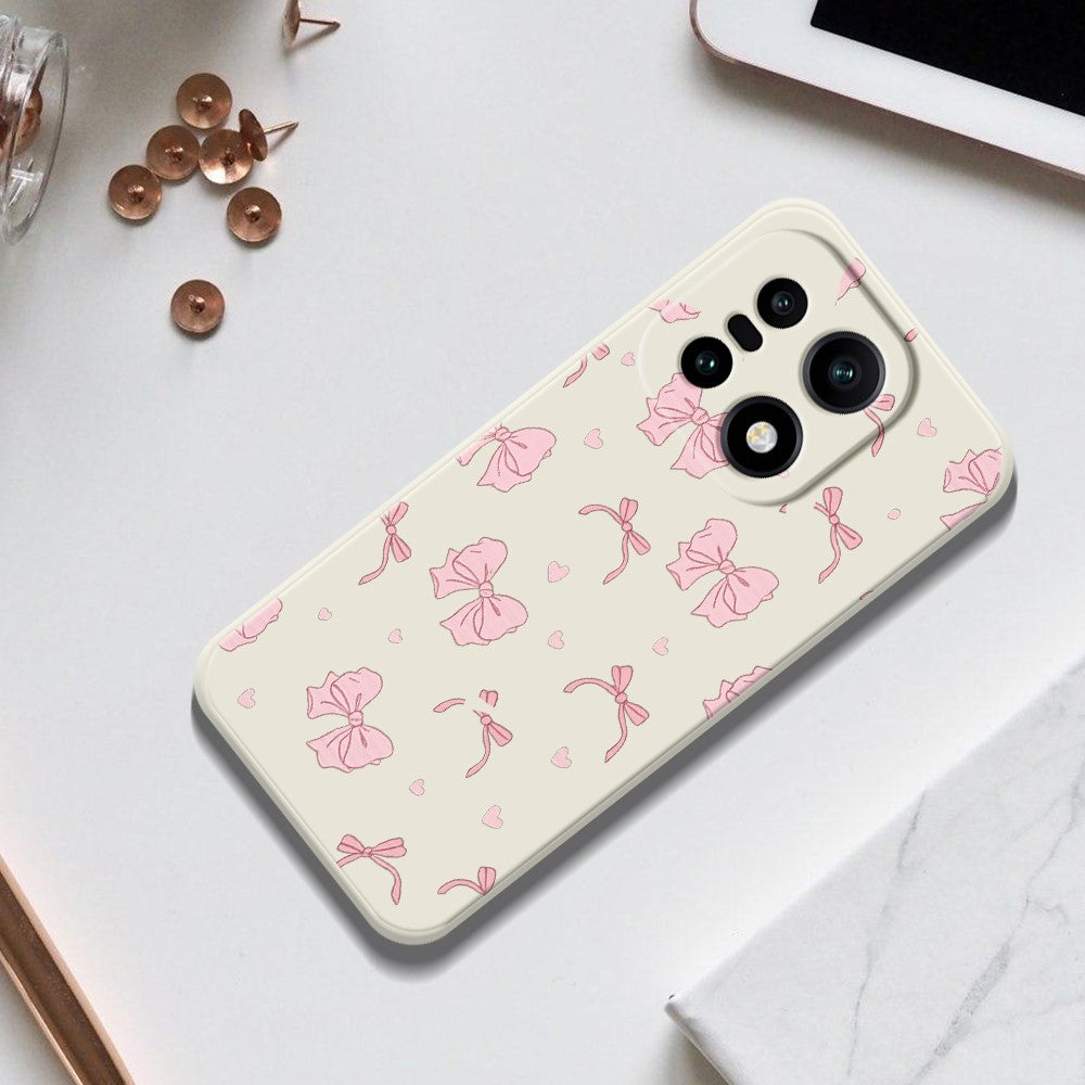 OnePlus 15 5G-skal med rosa rosett och kärleksmönster, rak kant i TPU-mobilens baksida