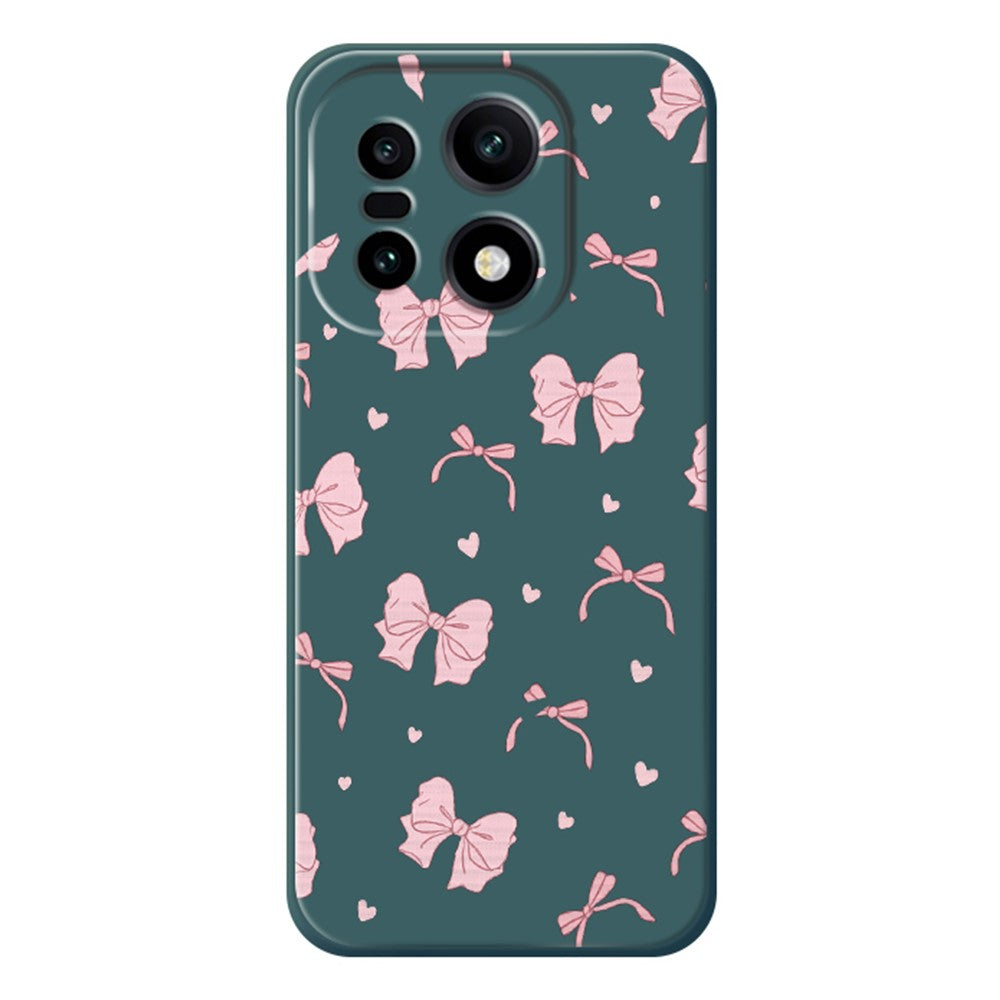 OnePlus 15 5G-skal med rosa rosett och kärleksmönster, rak kant i TPU-mobilens baksida
