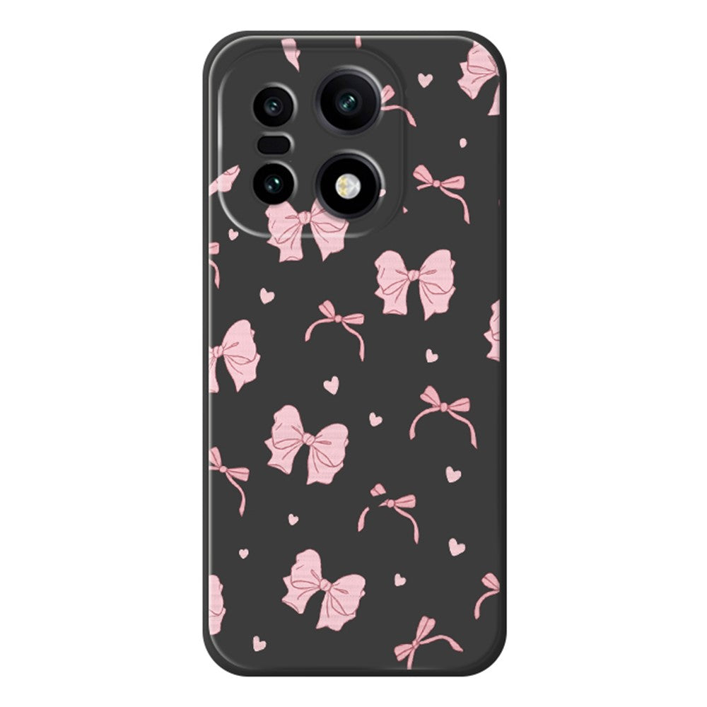 OnePlus 15 5G-skal med rosa rosett och kärleksmönster, rak kant i TPU-mobilens baksida