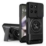 Til Motorola Moto G37 Power 5G Magnetisk Etui Ringholder Sammenklappelig Støttefod TPU PC Telefoncover med Kameraglas Skyder