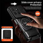 Til Motorola Moto G37 Power 5G Magnetisk Etui Ringholder Sammenklappelig Støttefod TPU PC Telefoncover med Kameraglas Skyder