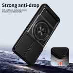 Til Motorola Moto G37 Power 5G Magnetisk Etui Ringholder Sammenklappelig Støttefod TPU PC Telefoncover med Kameraglas Skyder