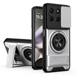 Til Motorola Moto G37 Power 5G Magnetisk Etui Ringholder Sammenklappelig Støttefod TPU PC Telefoncover med Kameraglas Skyder